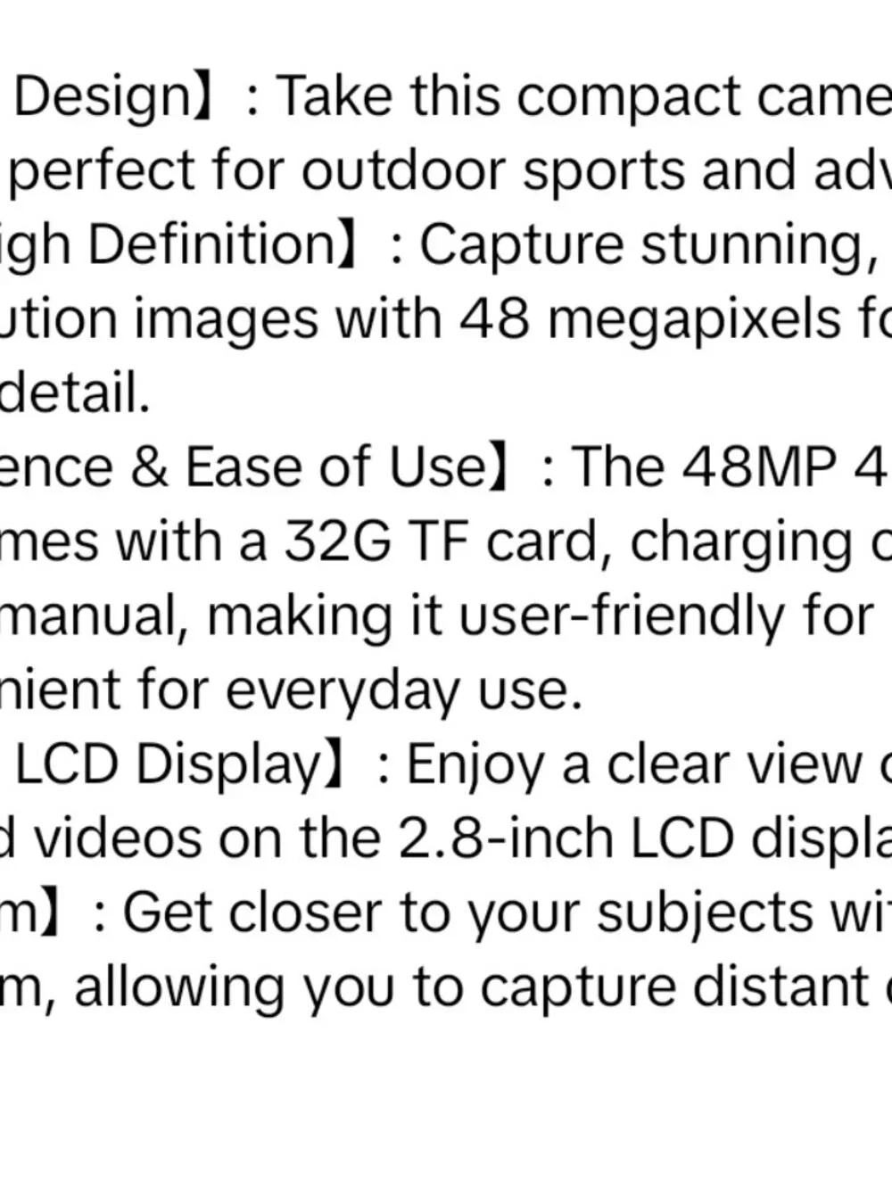NEW 48MP 4K Digital Camera, Portable 16X Zoom Digital Camera with 32G TF Card